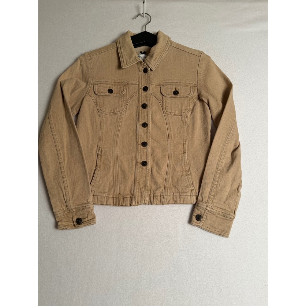 Hikit Jeans Tan Denim Trucker Jacket Small Ornate Buttons 40-9178-8L